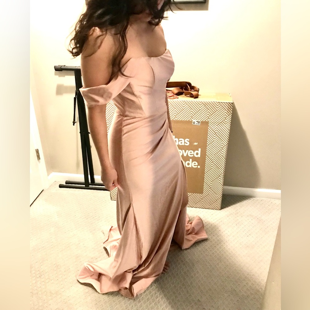 Formal off shoulder Dress Champagne